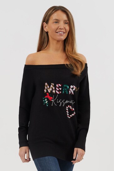 Buy Fashion Union One Shoulder Christmas Jumper from the Next UK online
