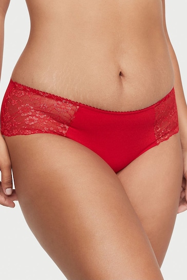 Victoria's Secret Lipstick Red Gold Posey Lace Hipster Knickers