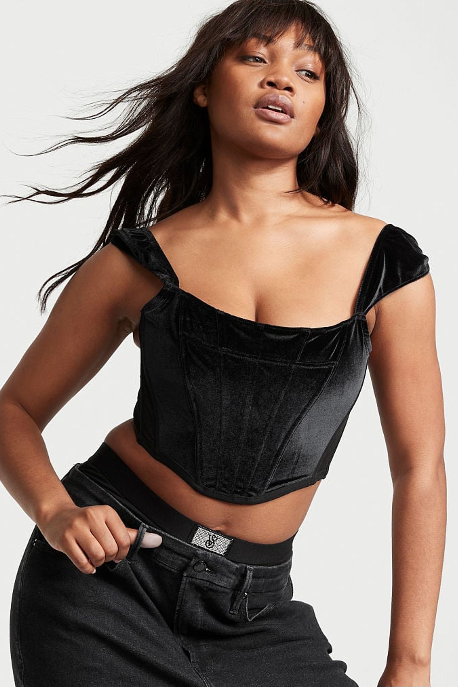 Black velvet bralette online