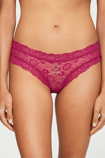 Victoria's Secret Claret Red Birthstone Embroidery Cheeky Lace Knickers