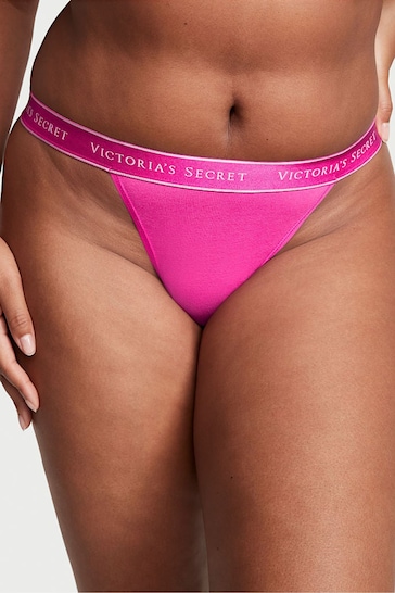 Victoria's Secret Fuchsia Frenzy Pink Logo Tanga Knickers