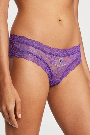 Victoria's Secret New Violetta Birthstone Embroidery Cheeky Lace Knickers