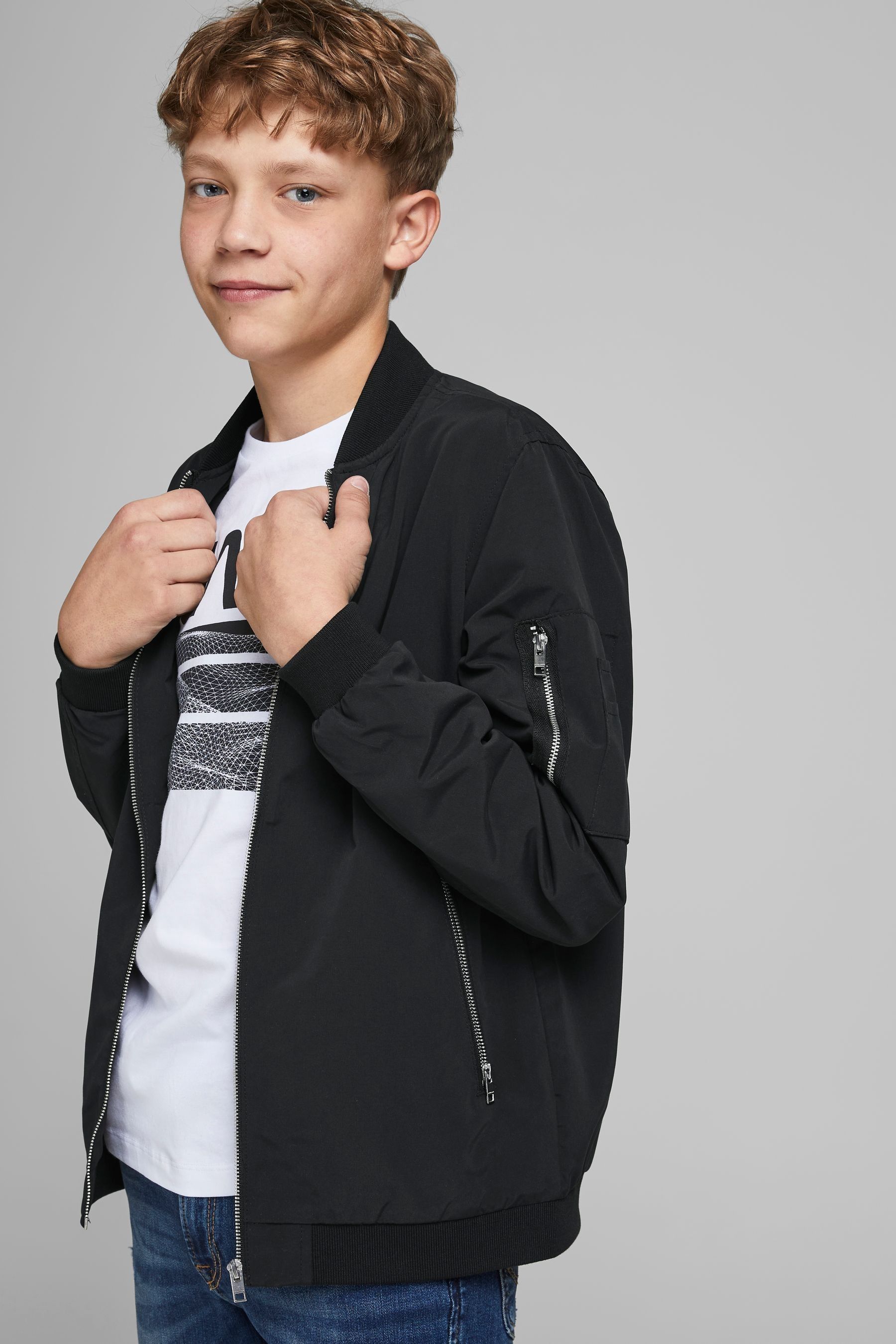 Boys black top bomber jacket
