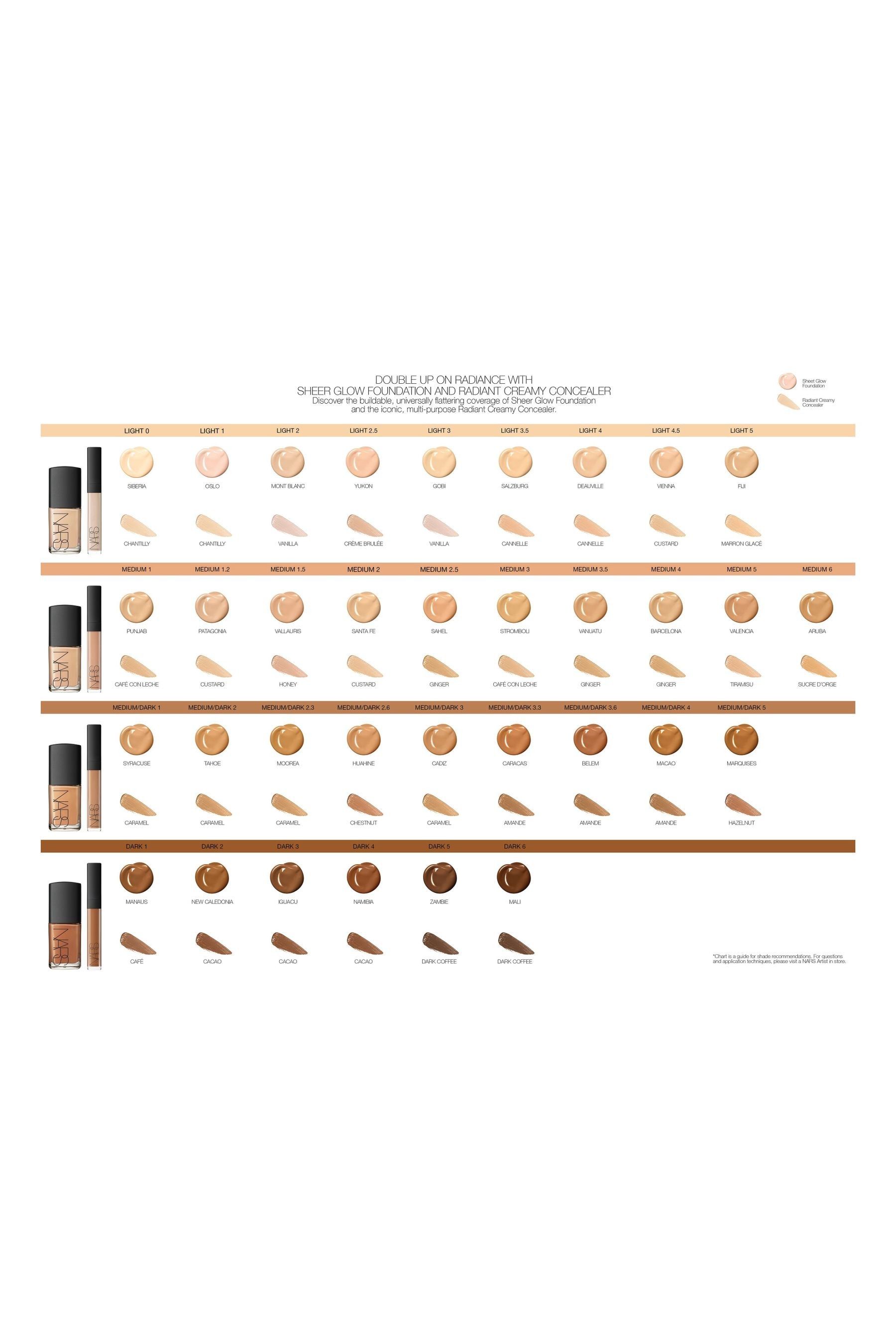 Nars sheer glow on sale foundation shades