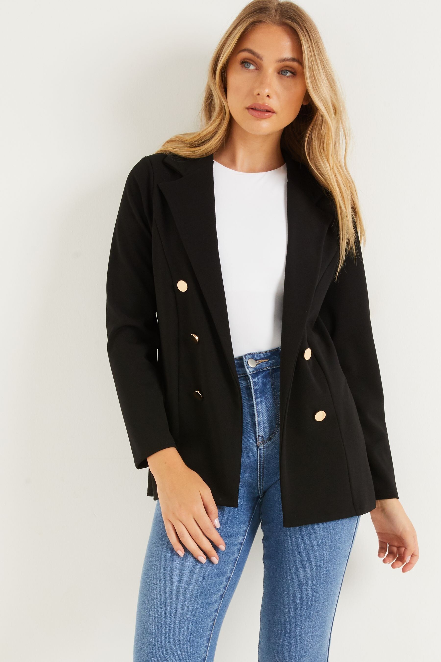 Buy Quiz Gold Button Blazer from the 