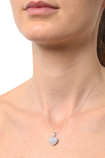 The Diamond Store White Heart Necklace Pendant Lab Diamond 0.50ct in 925 Silver