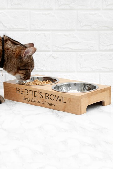 Personalised Bamboo Pet Bowl Set by Treat Republic