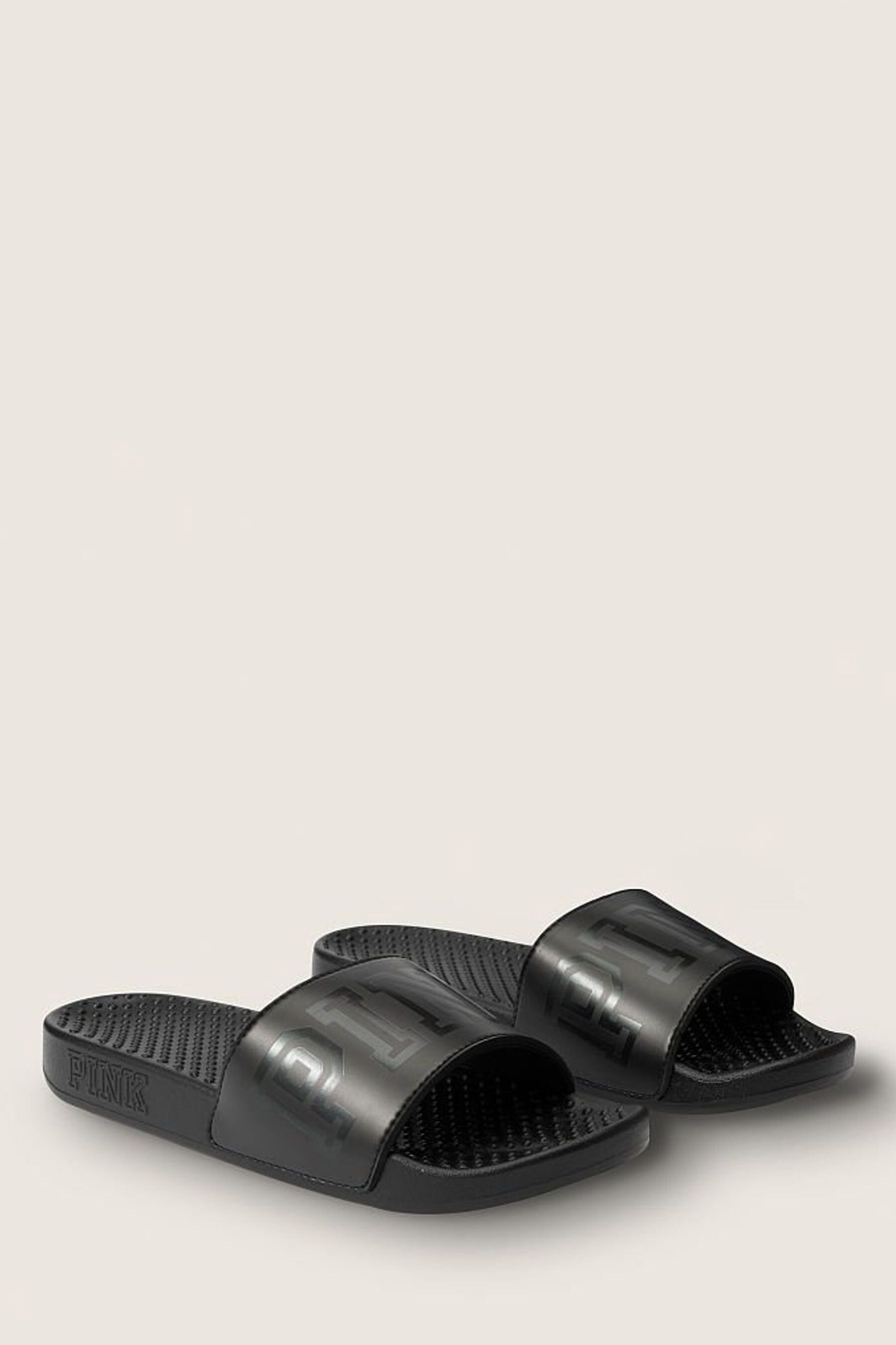 All black sale pink slides