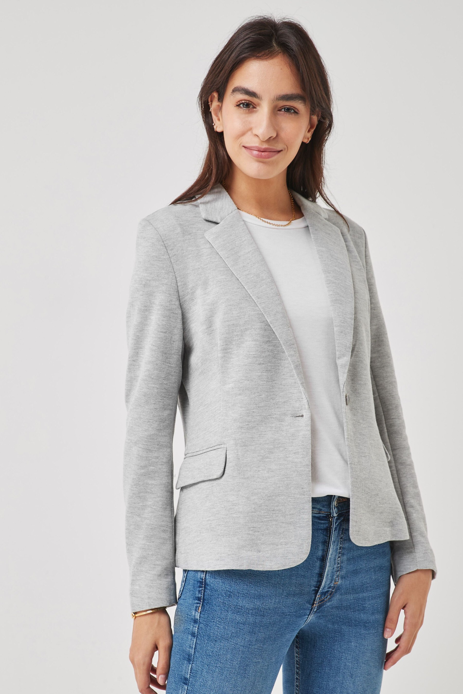 Grey fitted shop blazer womens