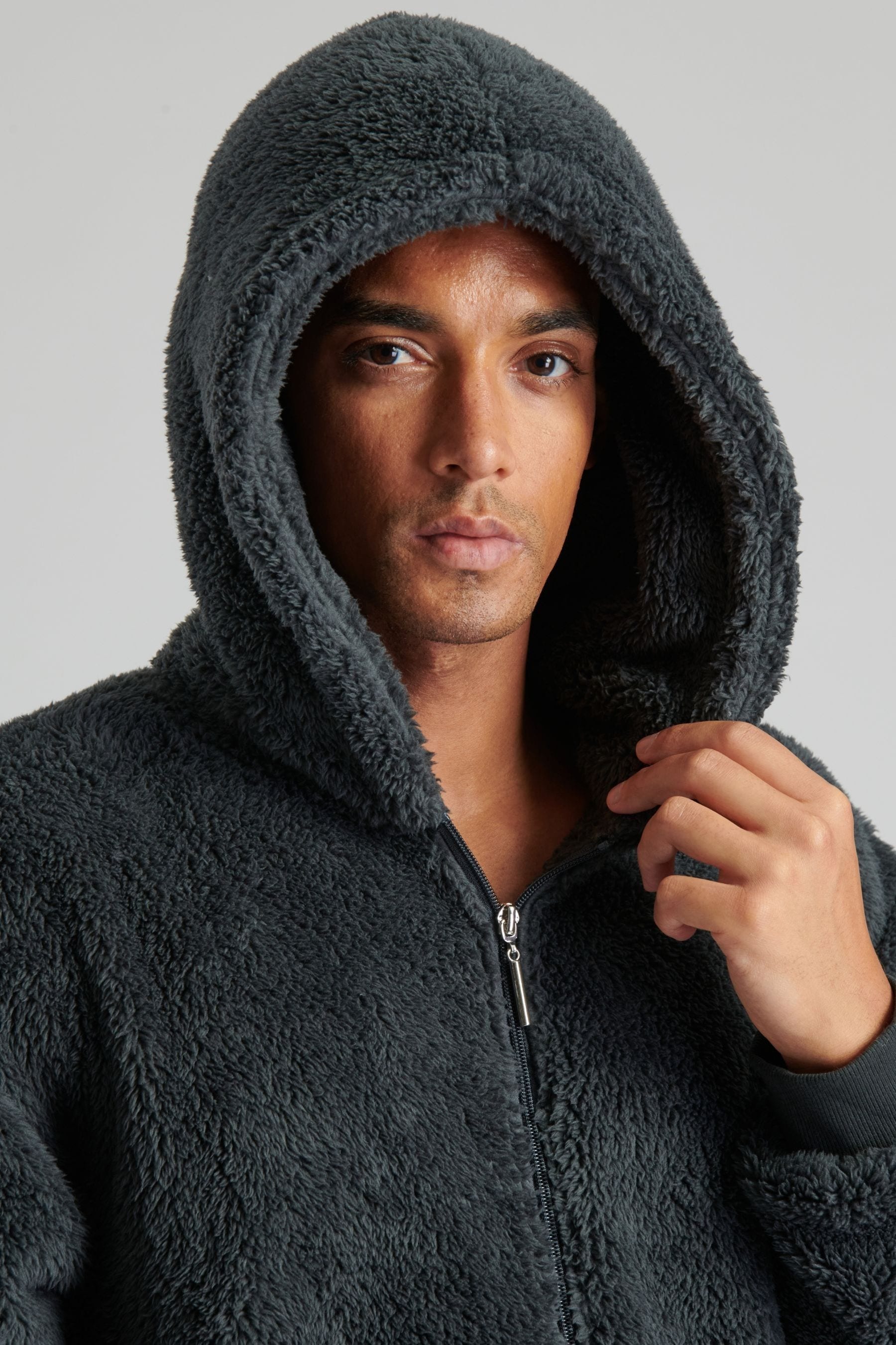 Grey sherpa sweater top