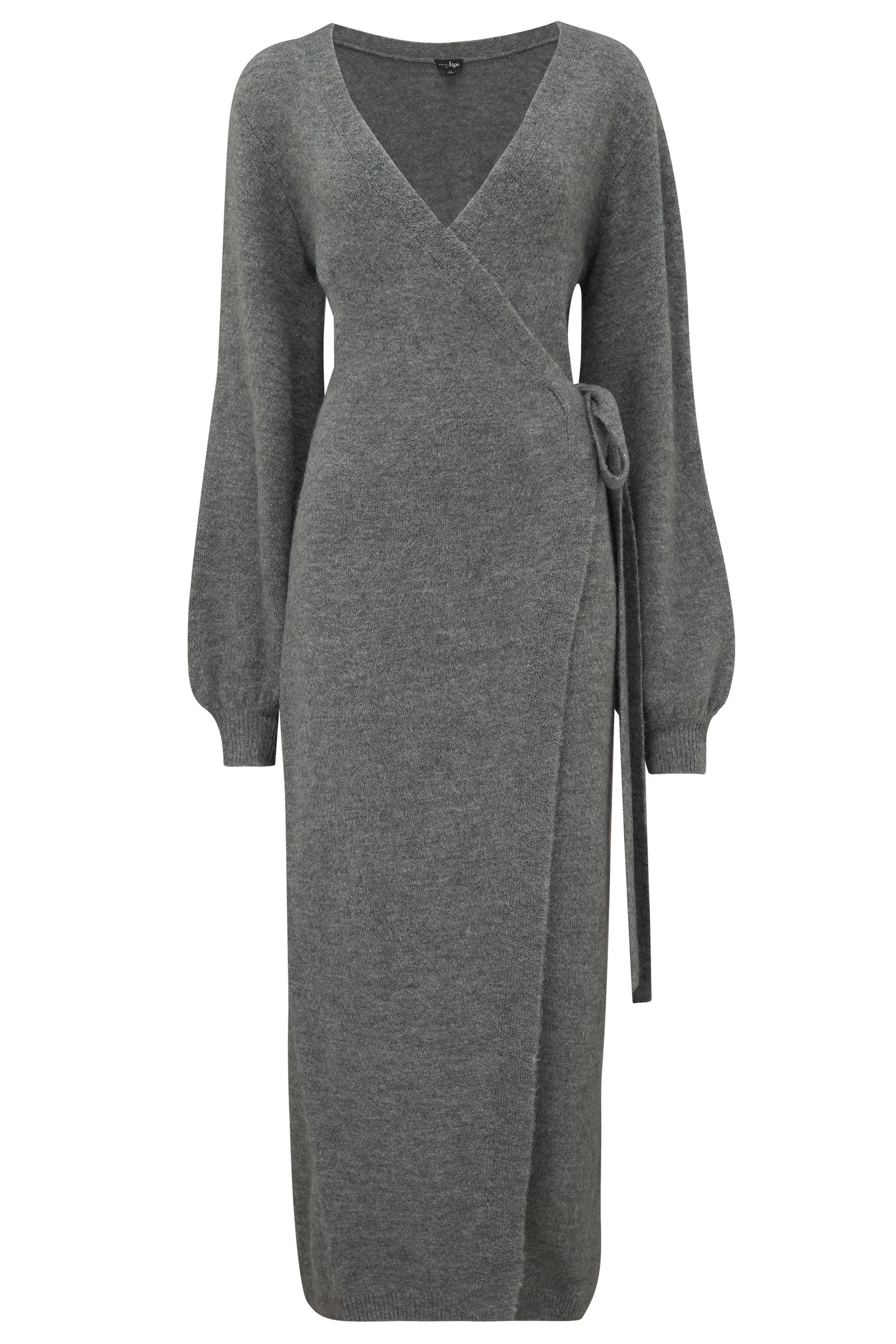 Pour Moi Grey Elle Knit Midi Wrap Dress