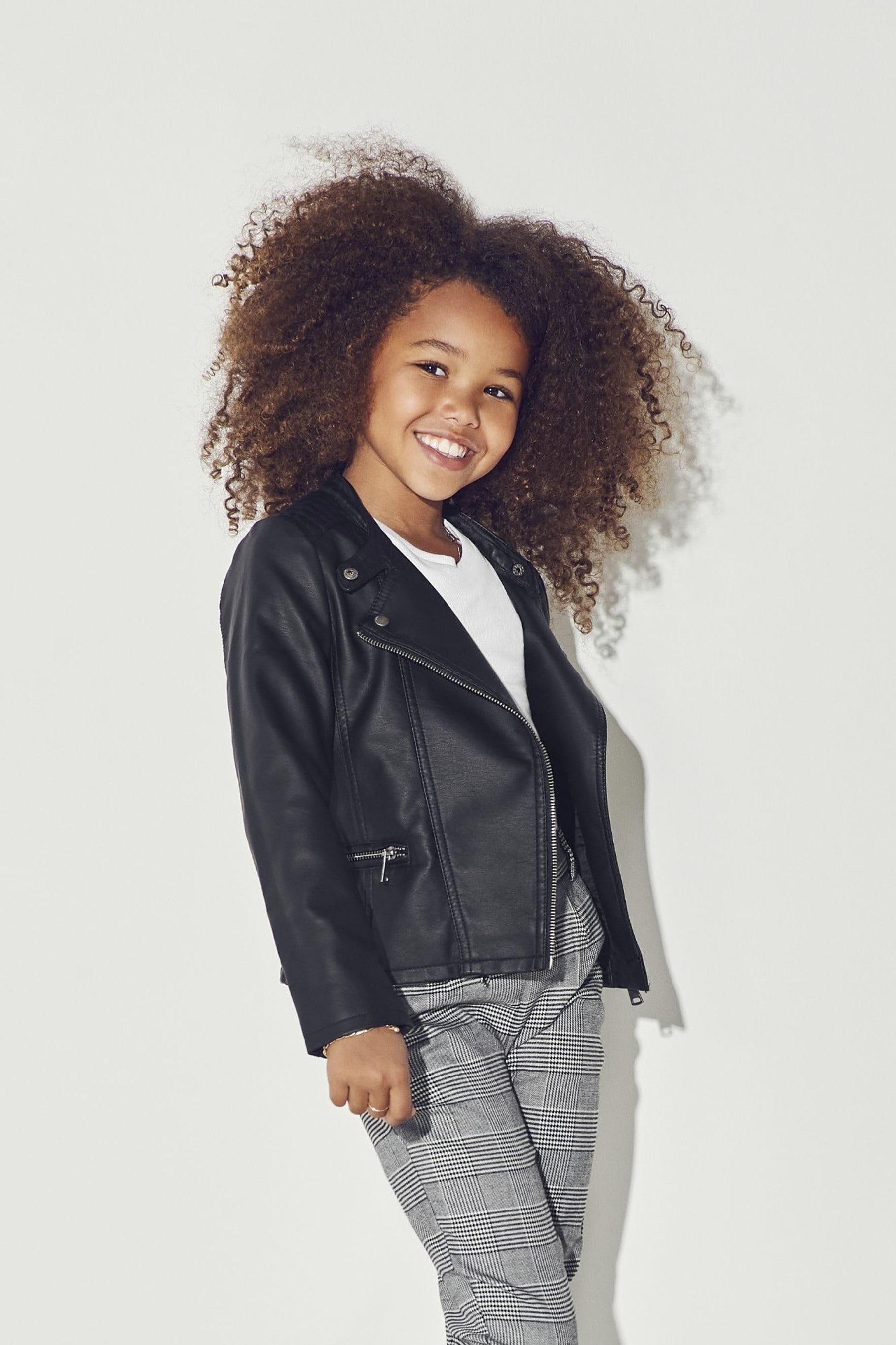 ONLY KIDS Black PU Faux Leather Biker