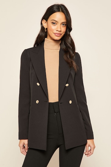 Friends Like These Black Military Double Breasted Tailored Blazer