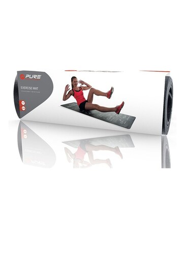 Pure 2 Improve Black NBR Fitness Mat with Illustrated Exercises