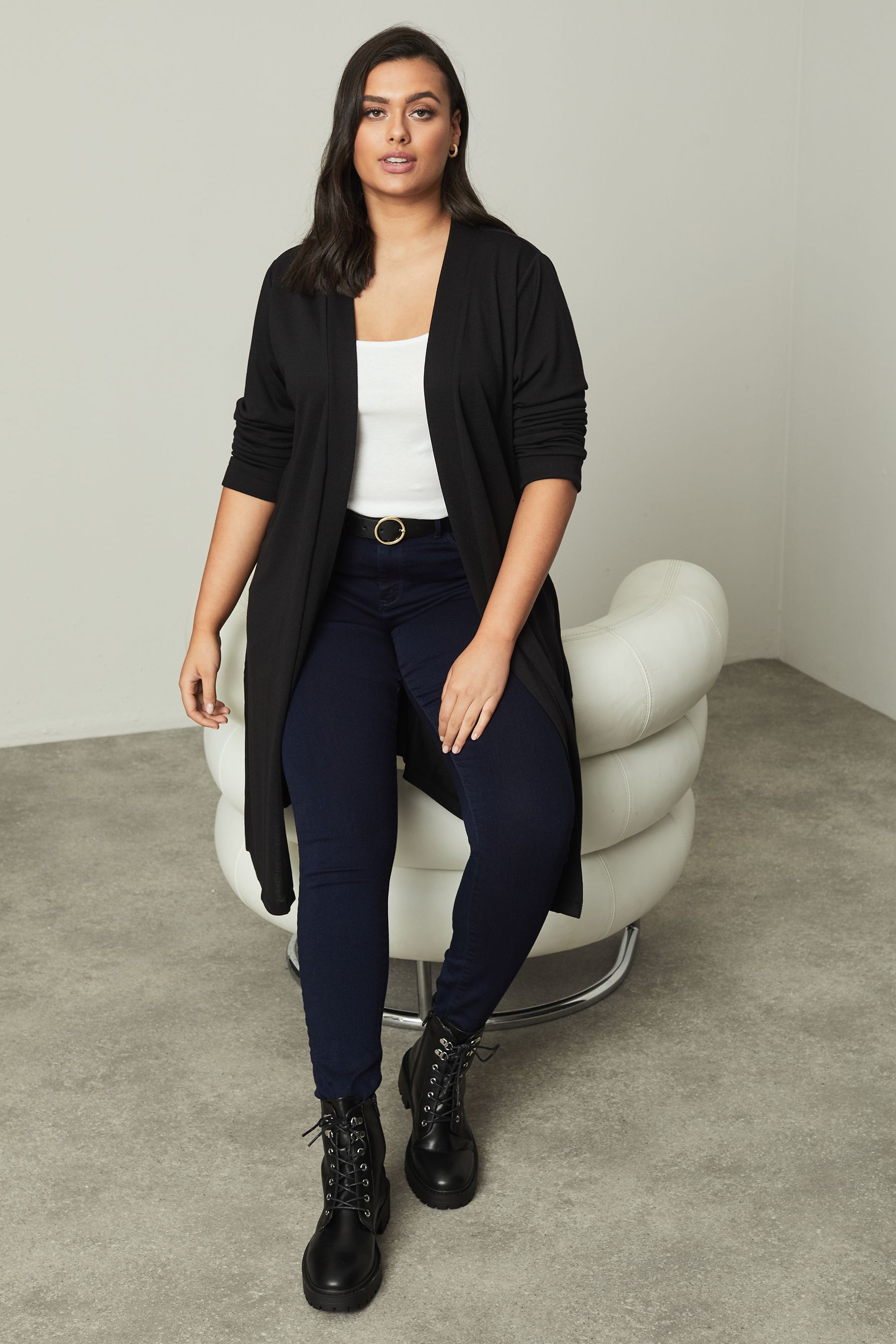 Lipsy Black Curve Curve Longline Cardigan