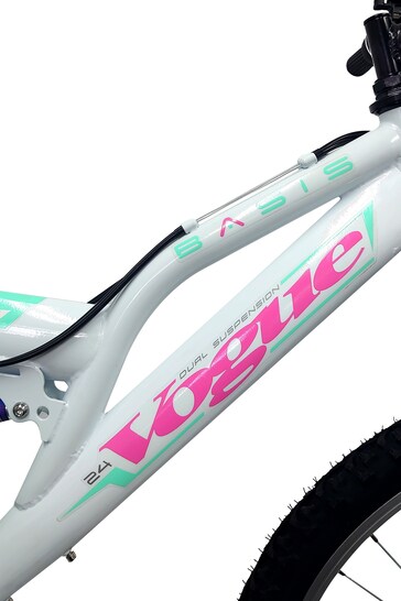 E-Bikes Direct White Basis Vogue Junior Girls 24In Full Suspension Mountain Bike