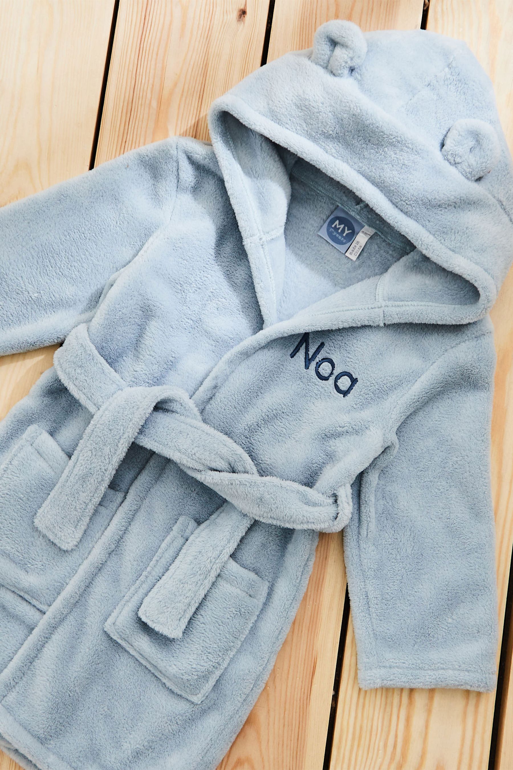 Buy Personalised Blue Hooded Fleece Robe by My 1st Years from the