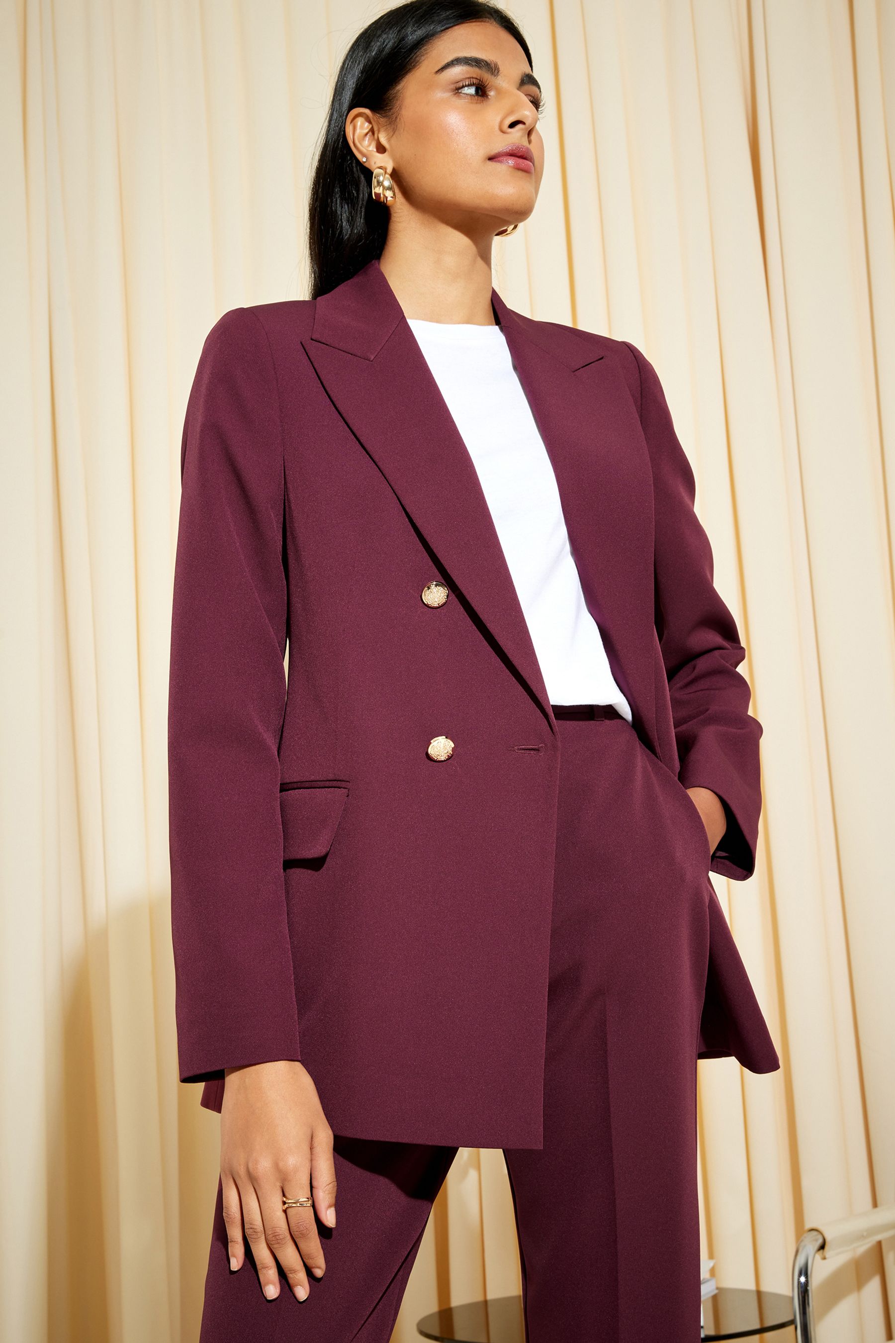 Womens red tailored blazer top