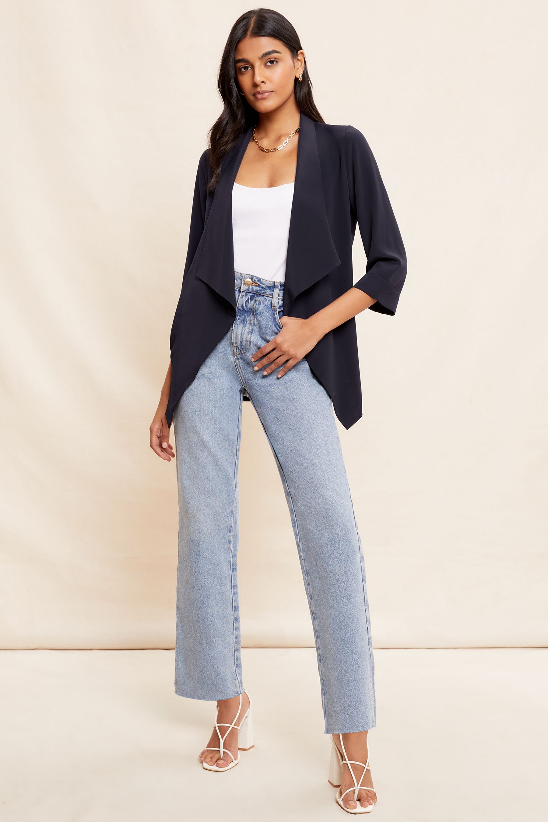 Navy waterfall blazer outlet