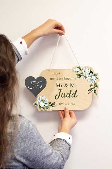 Personalised Wooden Wedding Countdown Sign by Jonny's Sister