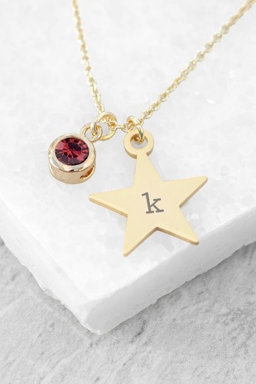 Personalised Star with Birthstone Crystal Necklace by Treat Republic
