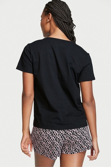 Victoria's Secret Logo Diamond Monogram Cotton T-Shirt Short Pyjamas