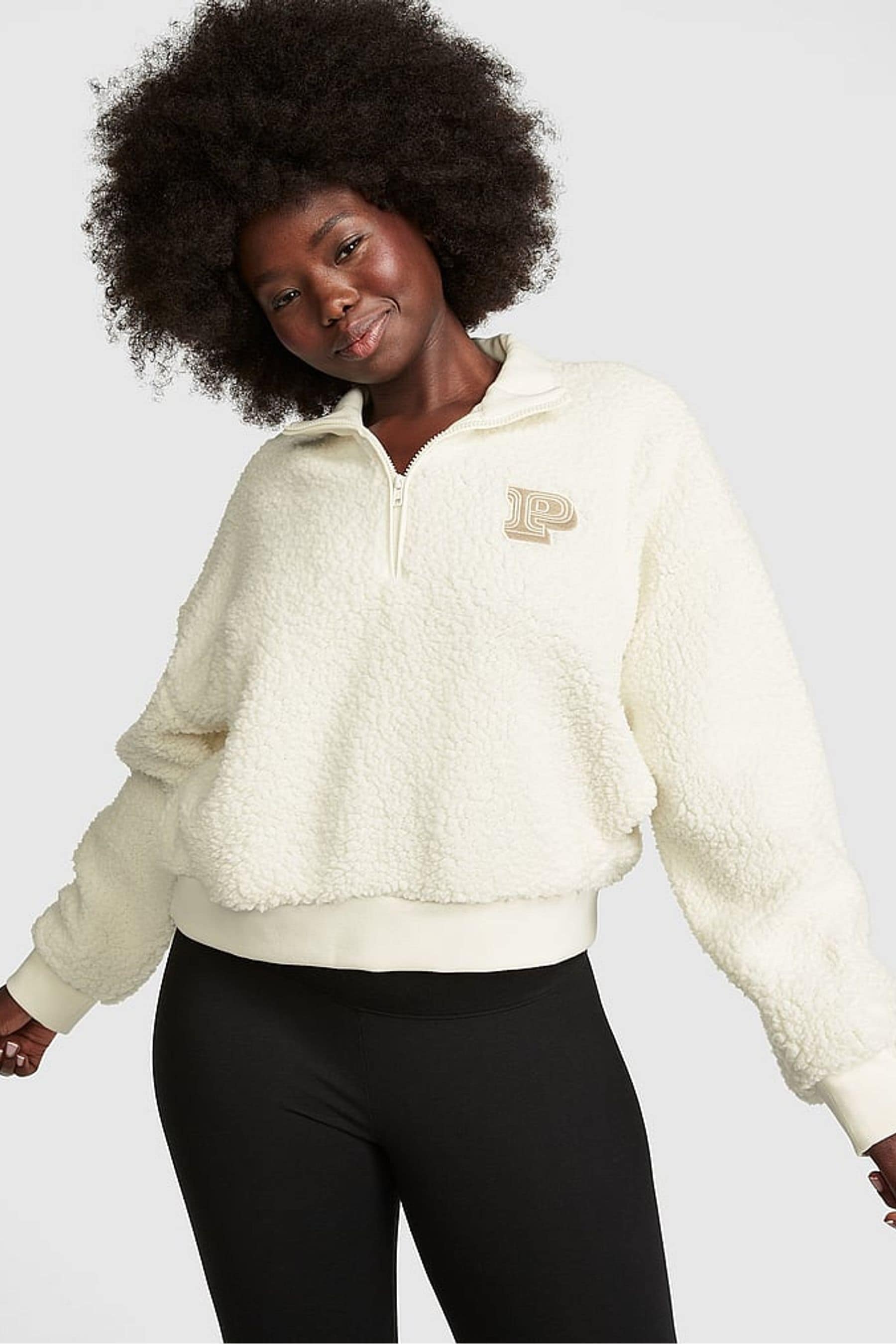 Pink half zip sherpa cheap