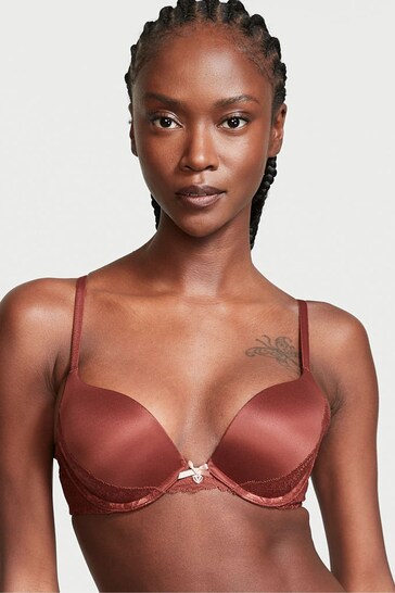 Victoria's Secret Dark Cognac Brown Lace Detail PushUp Bra