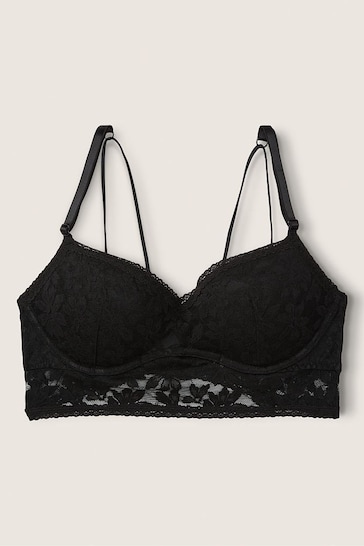 Buy Victoria's Secret PINK Pure Black Lace Wired Push Up Bralette
