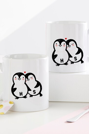 Personalised Penguins Couples Mug Set by The Gift Collective