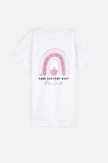 Personalised Best Teacher Ever T-Shirt for Women by Dollymix