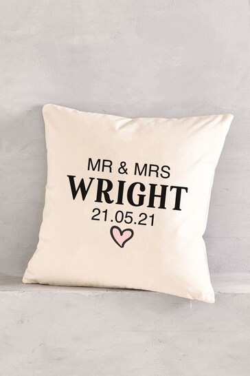 Personalised Mr & Mrs Cushion by Loveabode