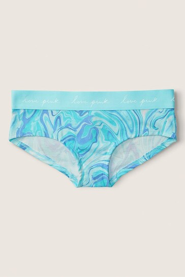 Victoria's Secret PINK Blue Breeze Marble Cotton Logo Hipster Knickers