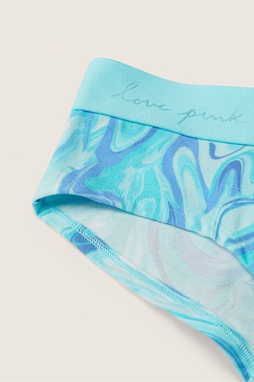 Victoria's Secret PINK Blue Breeze Marble Cotton Logo Hipster Knickers