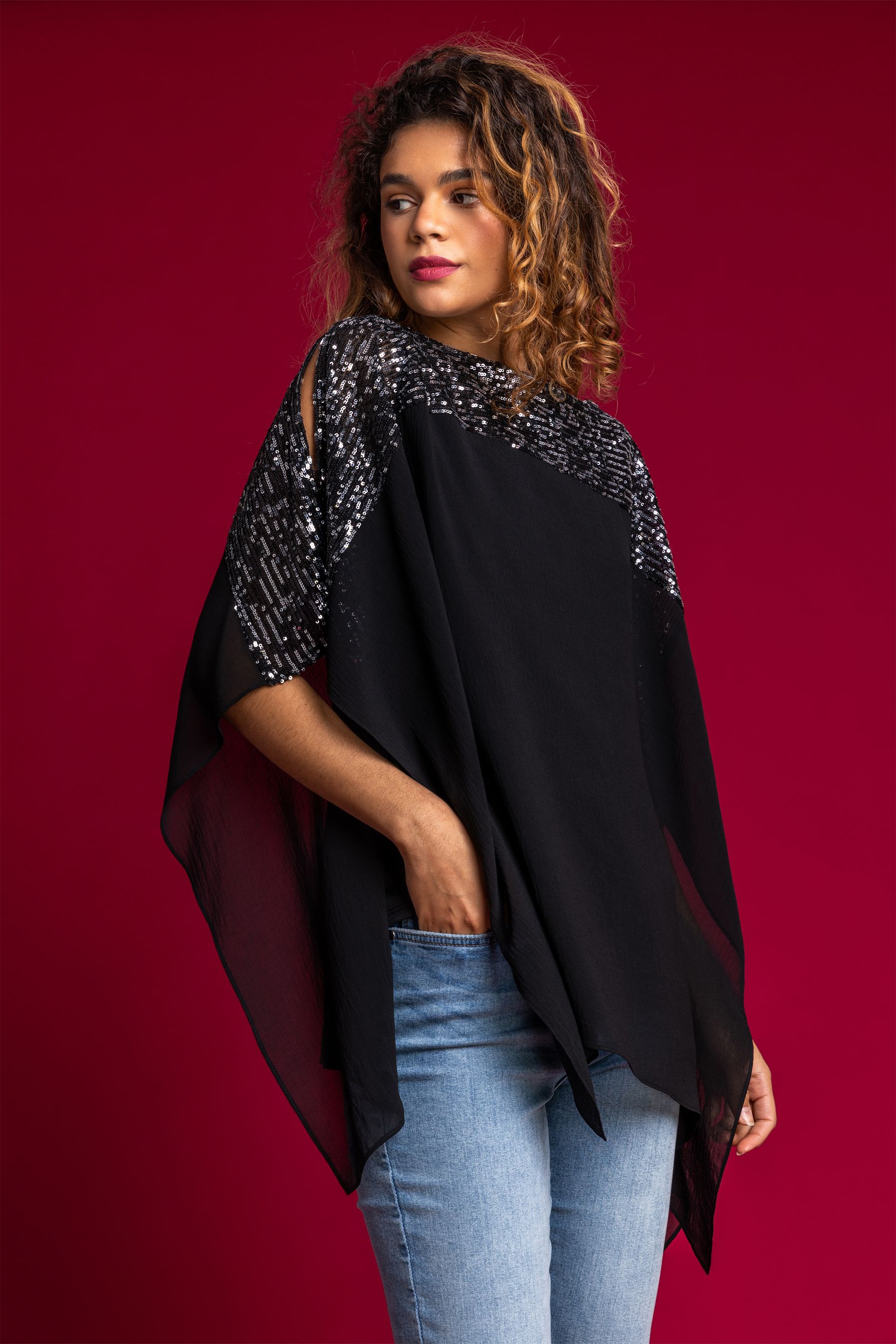 Chiffon overlay shop tops uk