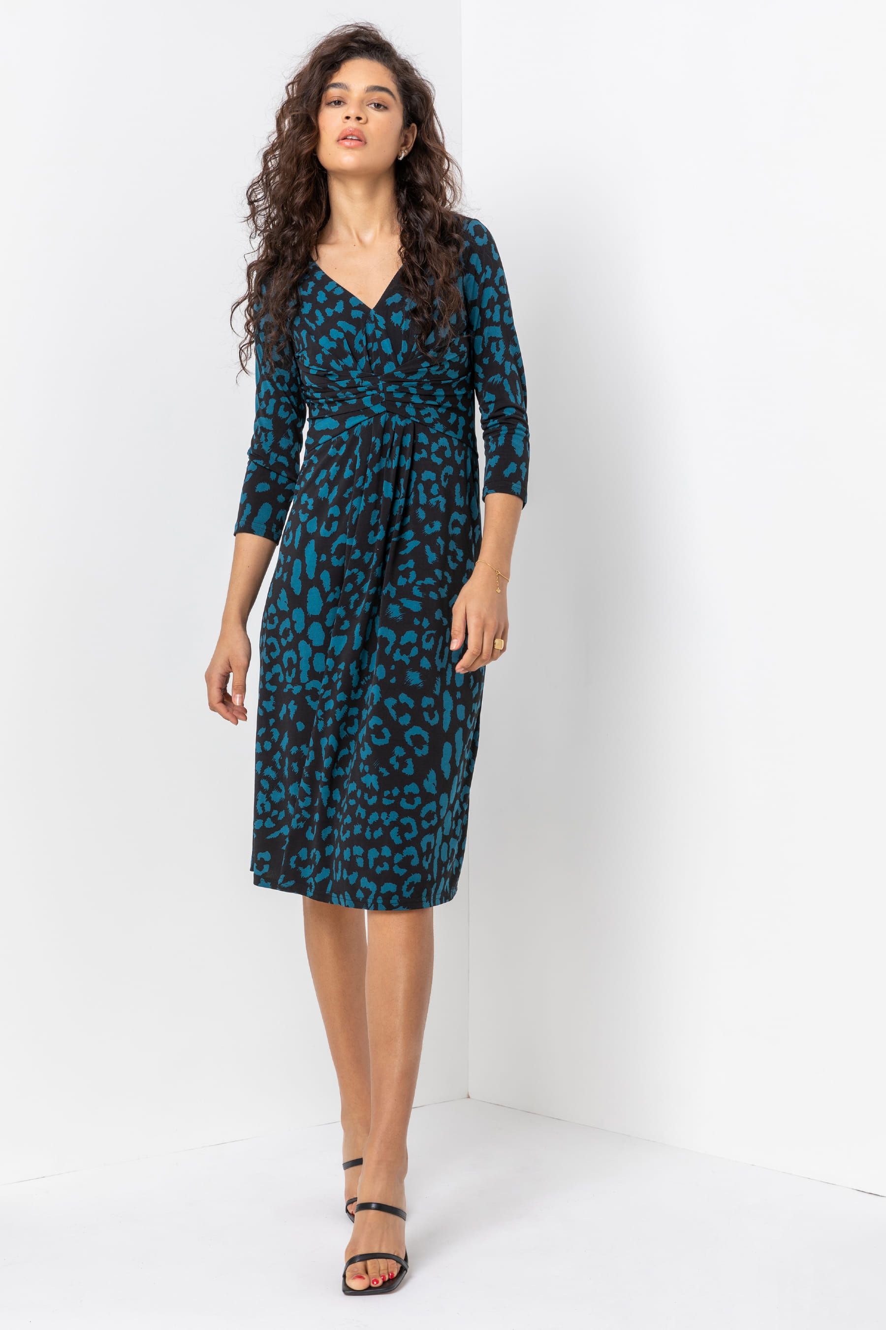 animal print fit and flare dress