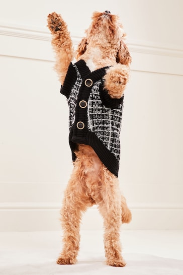 Lipsy Black/White Boucle Knitted Dog Jumper