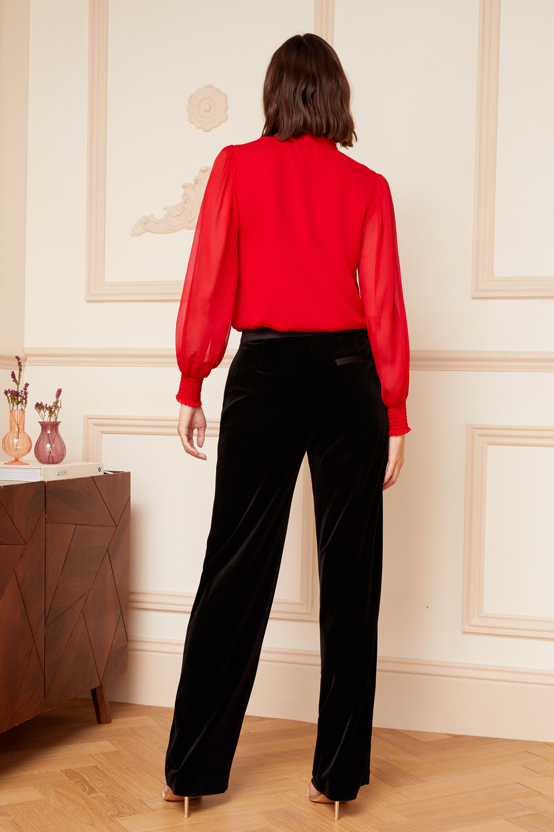 High waisted wide leg velvet best sale pants