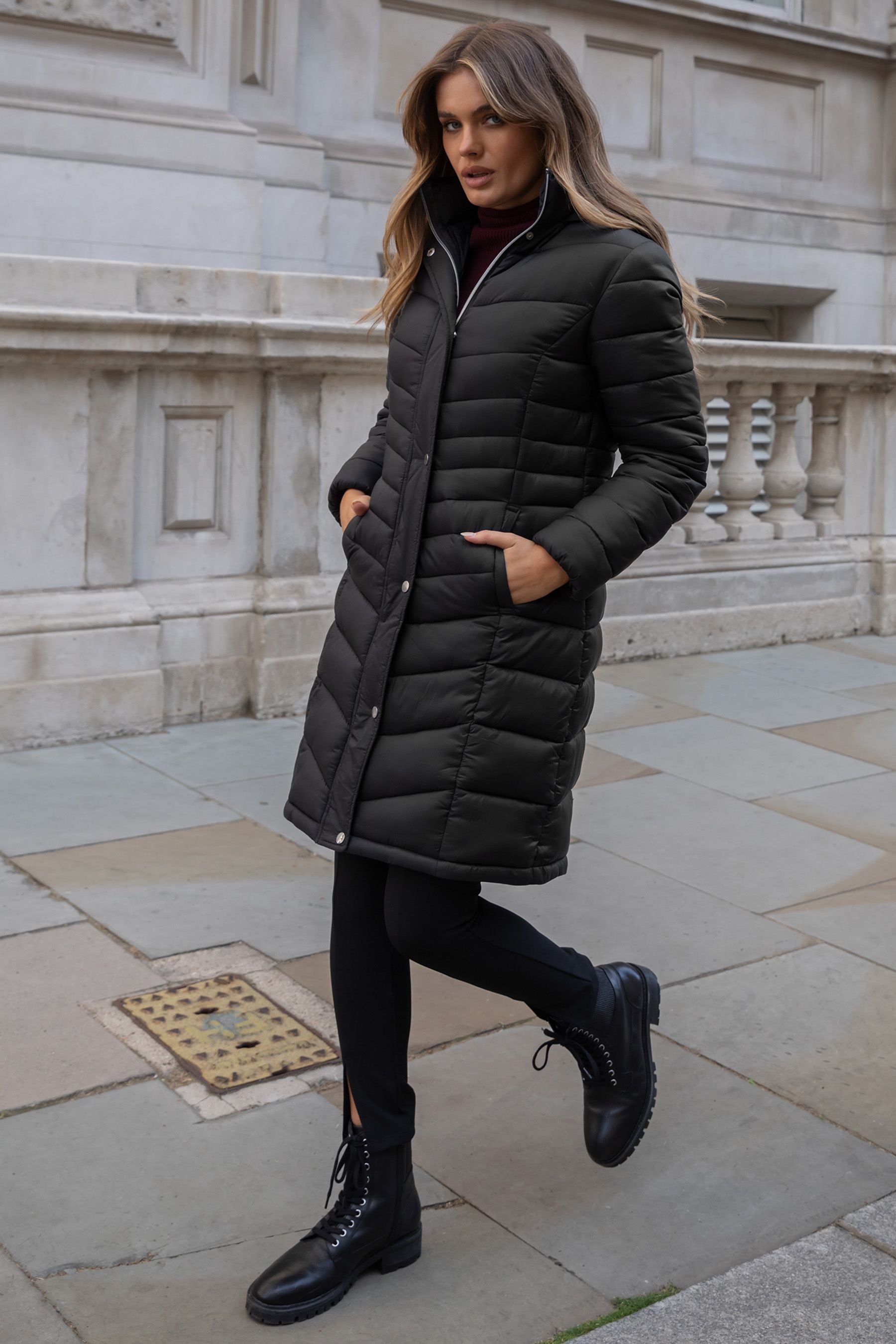 Buy Lipsy Black Chevron Padded Coat from the Next UK online shop