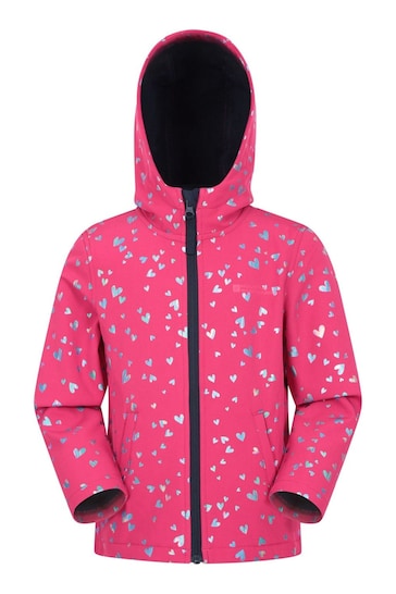 Mountain Warehouse Pink Hearts Exodus Kids Water Resistant Softshell