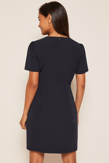 Friends Like These Navy Blue Short Sleeve Tailored Shift Dress
