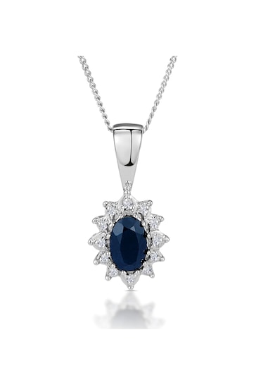 The Diamond Store Blue Sapphire and Lab Diamond Pendant