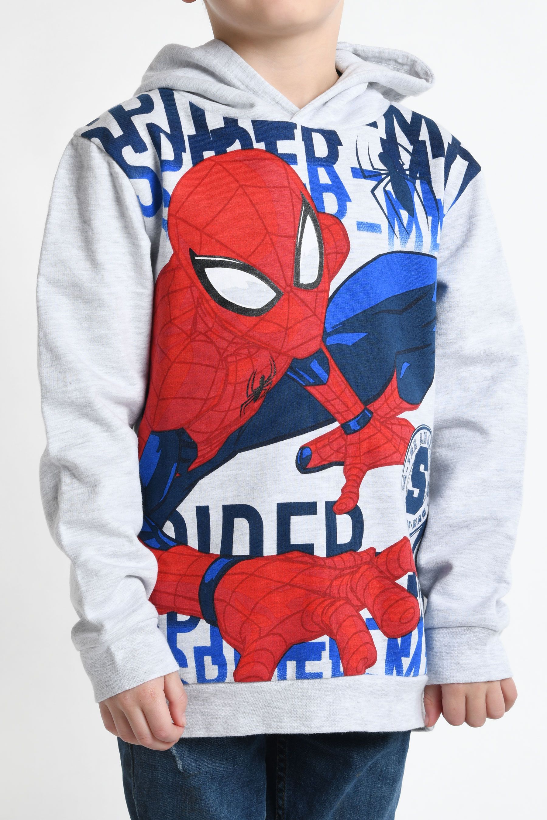 Brand Threads Grey Marl Marvel Spiderman Hoodie