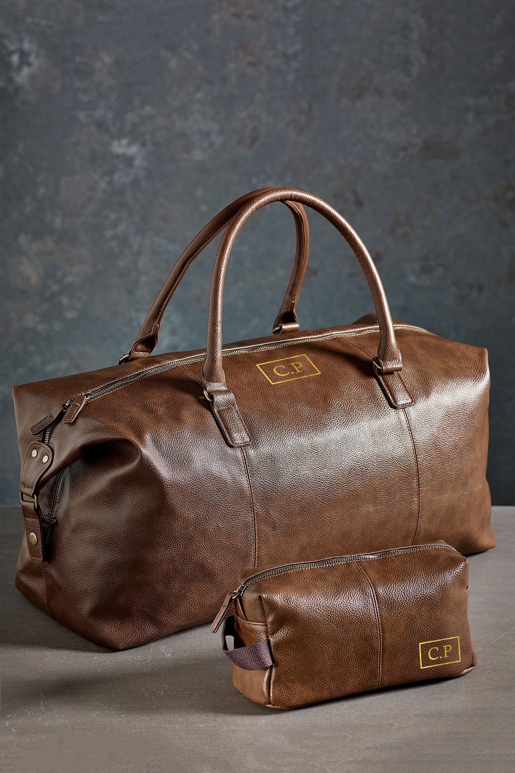 Personalised leather travel bag sale