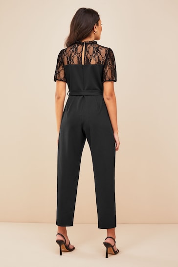 Friends Like These Black Lace Detail Short Sleeve Summer Jumpsuit