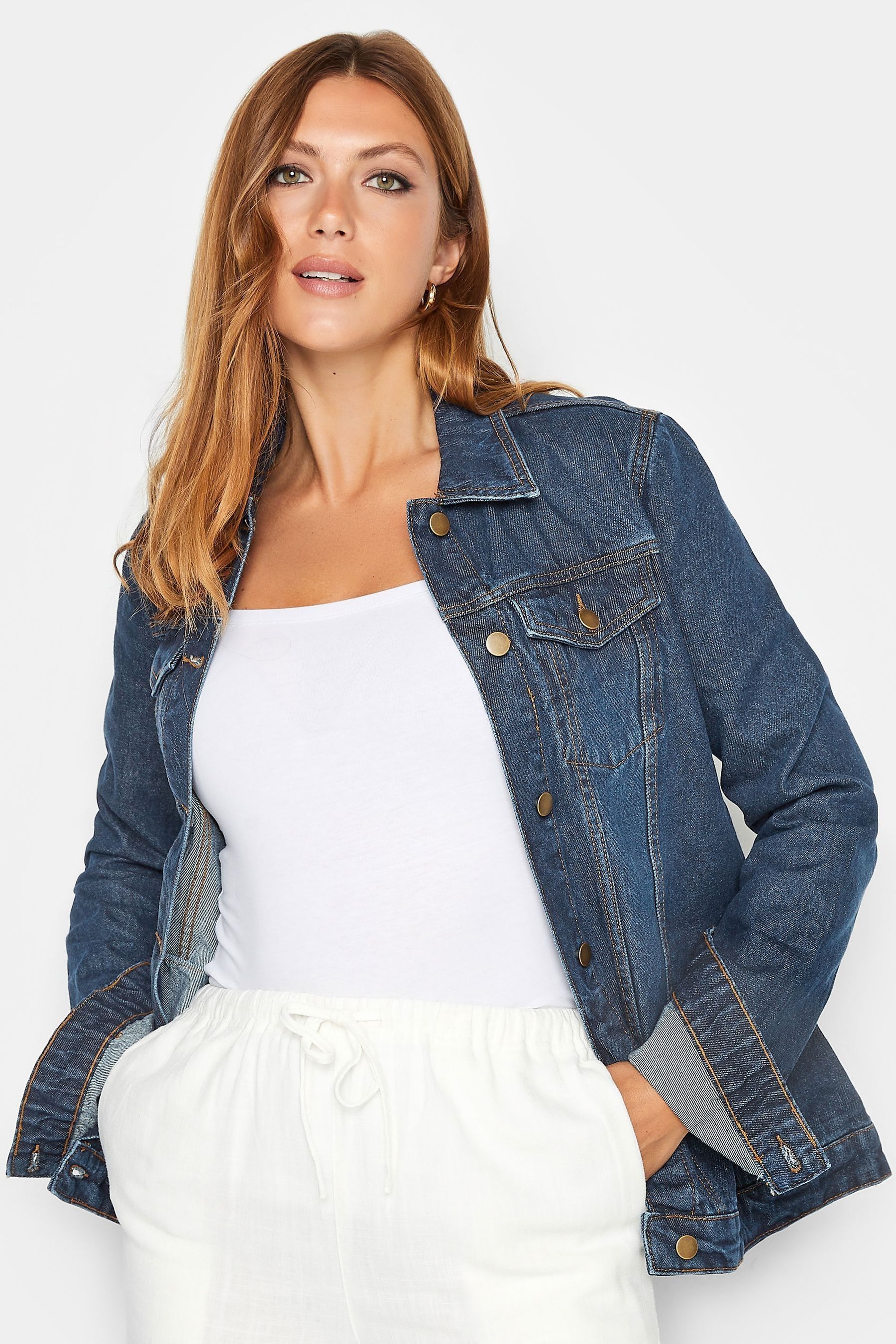 Long blue top jean jackets