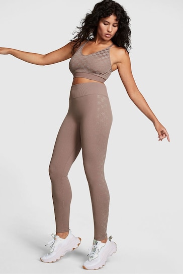 Victoria's Secret PINK Iced Coffee Checkered Seamless Workout Legging Shine