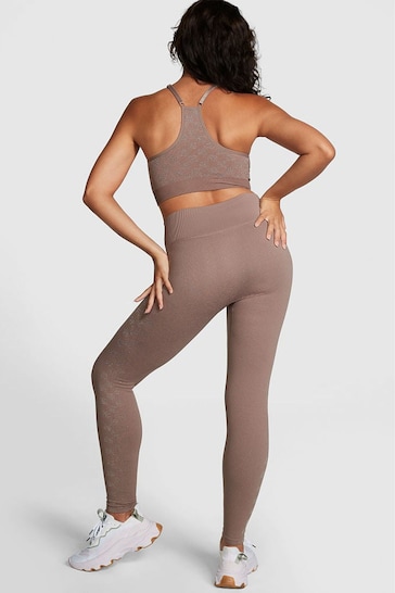 Victoria's Secret PINK Iced Coffee Checkered Seamless Workout Legging Shine