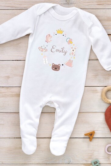 Personalised All Things Girly Icon Sleepsuit by Little Years