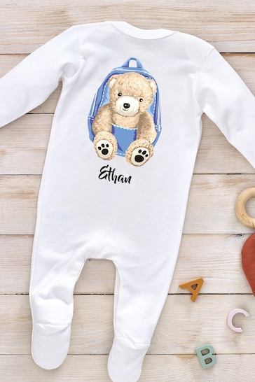 Personalised Bear in a Backpack Sleepsuit  by Little Years
